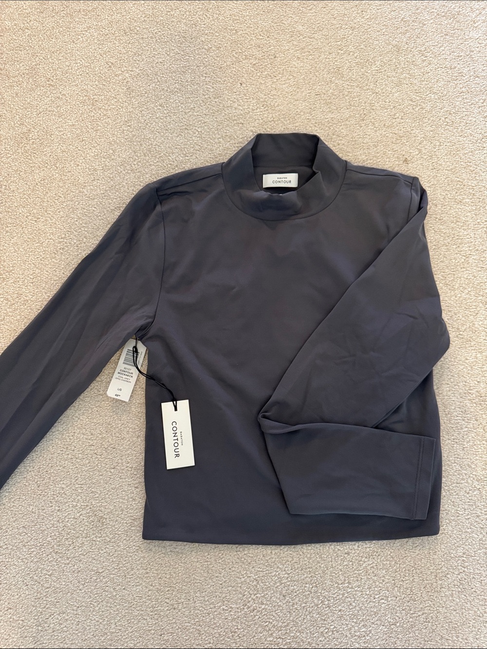 Contour - Mock Neck Long Sleeve Top in Coal Grey